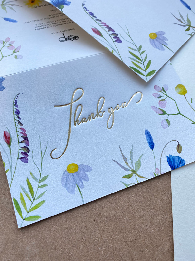 Wildflower gold hotfoil thank you cards