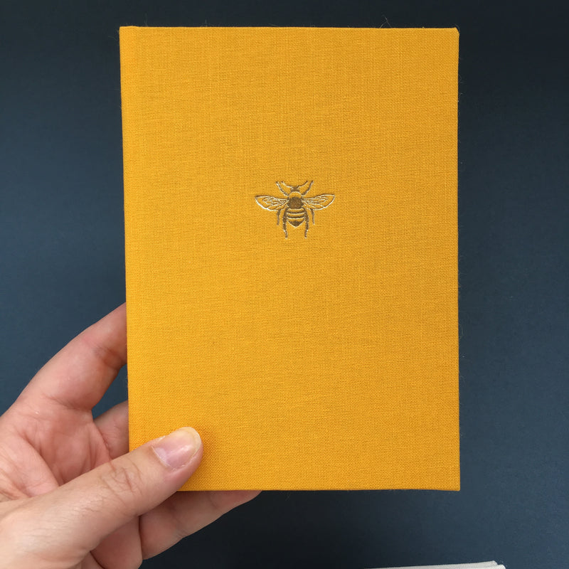 A6 Bee Linen Notebook-Mustard