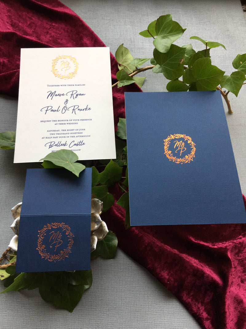 Copper Monogram Wedding Invitations