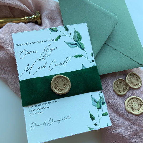 Eimear & Mark - Green Suede with Wax seal