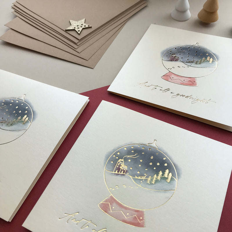 6 luxury Snow Globe Christmas Cards