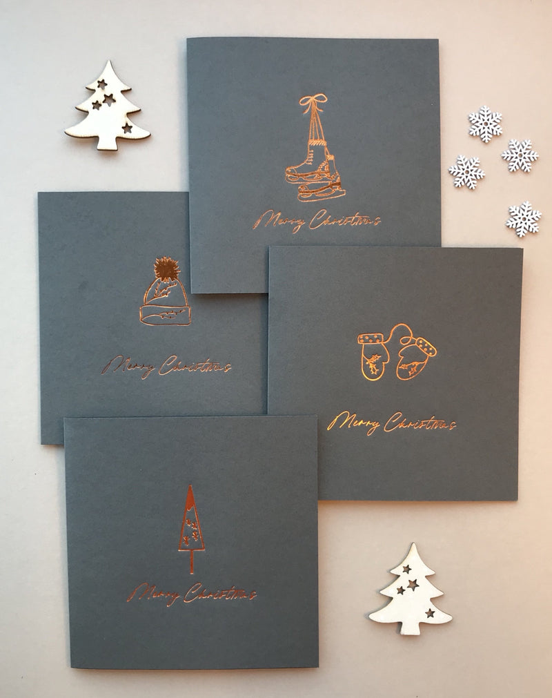 8 luxury copper foil Christmas cards