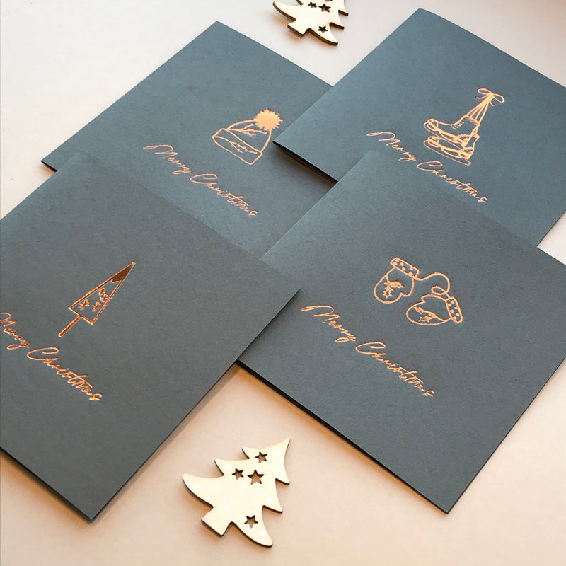 8 luxury copper foil Christmas cards